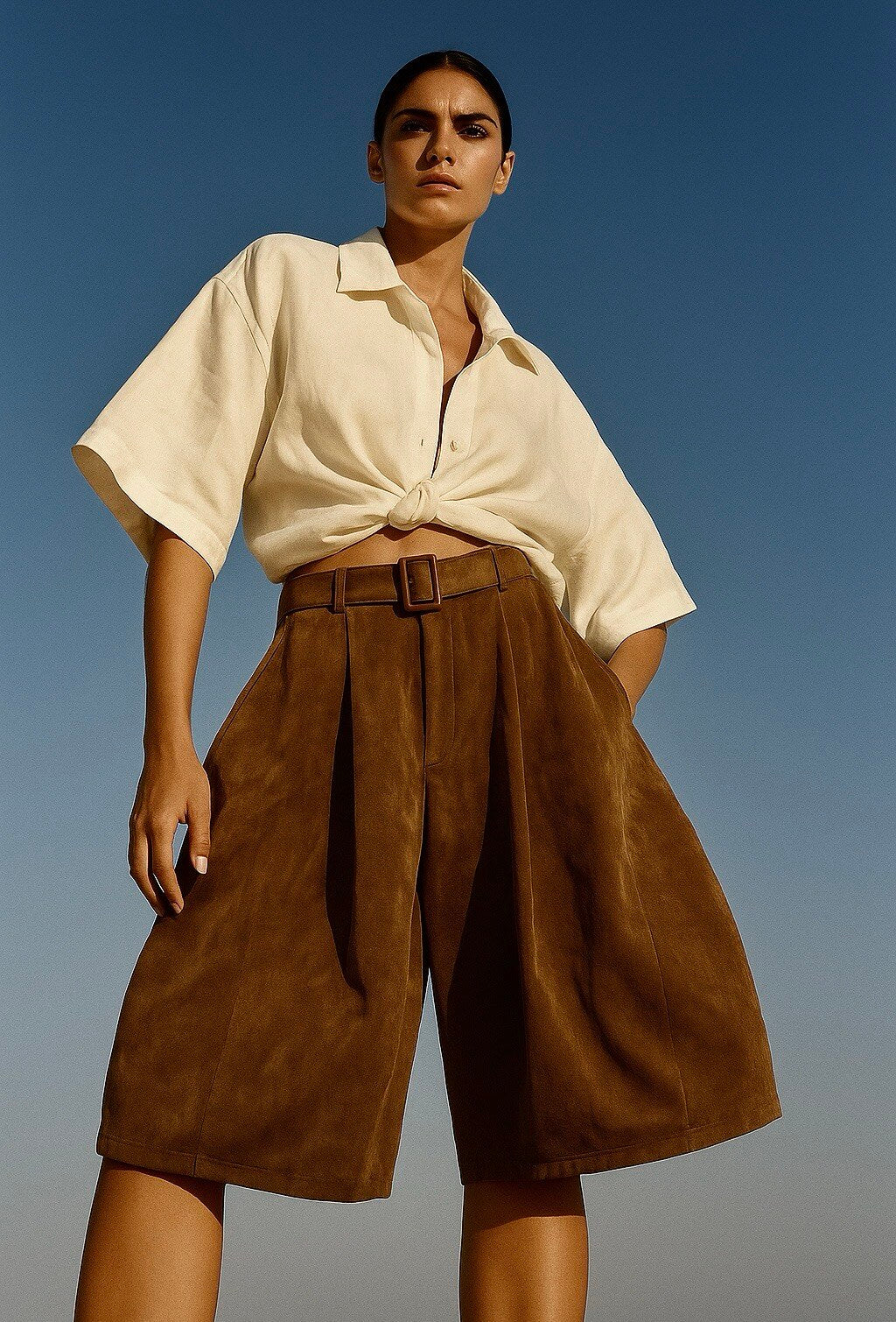 Soft suede-effect Bermuda shorts – supple and comfortable to wear