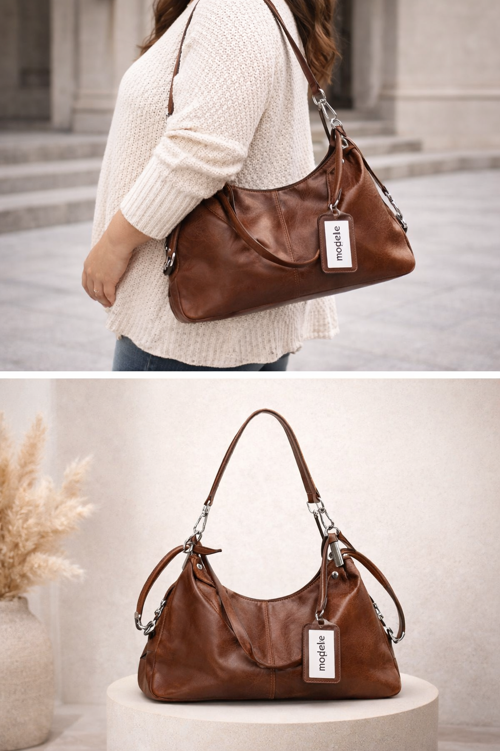 Pebble bag in faux leather – iconic shape & assertive style