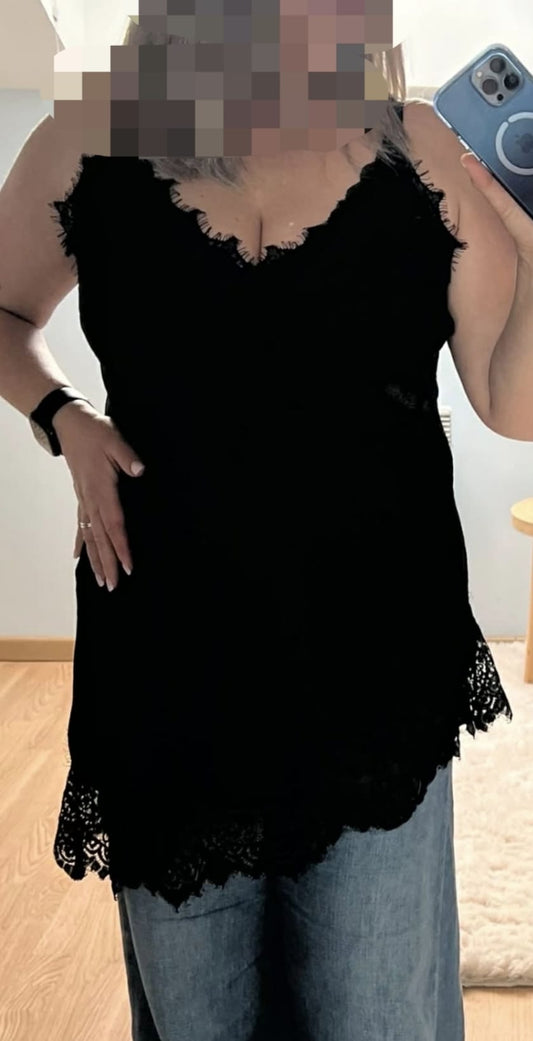 Top "éclipse" - satin et dentelle